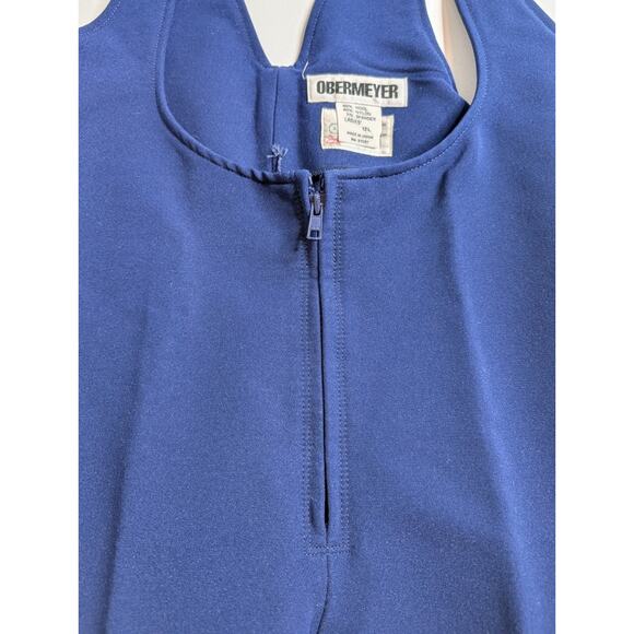 Obermeyer Ski Overalls Women’s 12 Long Navy Blue Bibs Vintage Stirrup Wool Blend - Picture 4 of 12